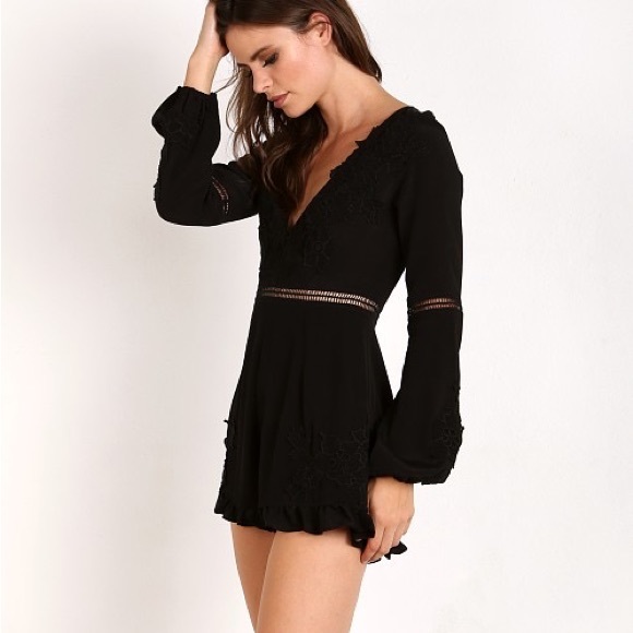 For Love & Lemons Lilou Floral Romper Black Size Small - Picture 3 of 3